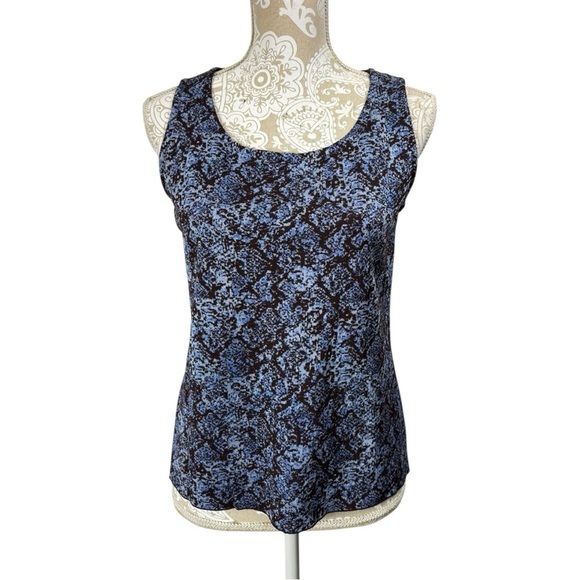 St. John Collection Size 4 S Brown Blue Santana Knit Jacket Tank Set Twinset - Picture 3 of 10